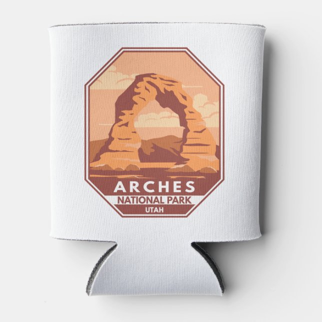 Arches National Park Utah Delicate Arch Art Retro Can Cooler (Front)