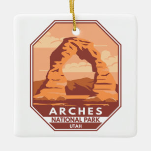 Arches National Park Utah Delicate Arch Art Retro Ceramic Ornament