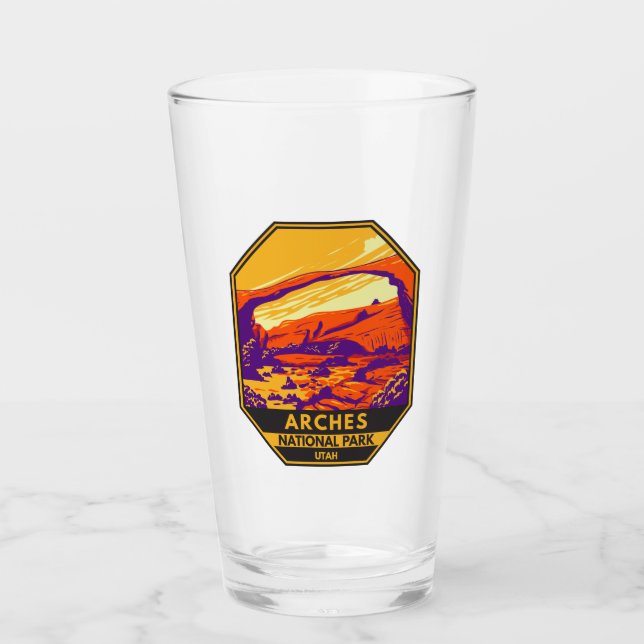 Arches National Park Utah Landscape Vintage Glass (Front)