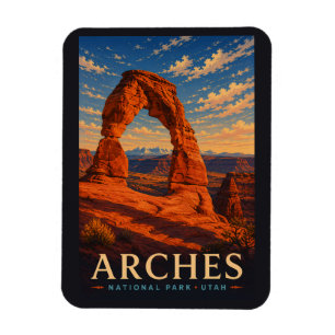 Arches National Park Utah Modern Woodblock Travel Magnet