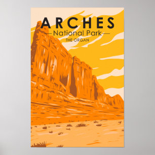 Arches National Park Utah The Organ Vintage Poster