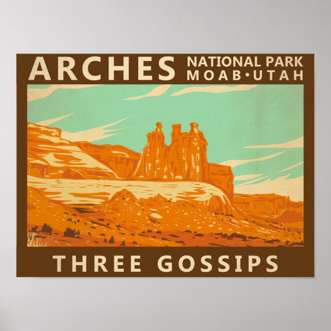 Arches National Park Utah Three Gossips Vintage  Poster (Front)