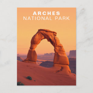 Arches National Park Utah Travel Retro Art Postcard