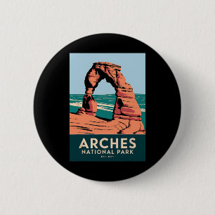 Arches National Park Vintage Camping Hiking Men Wo 6 Cm Round Badge