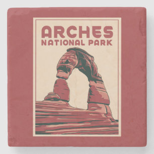 Arches National Park Vintage Travel Art Stone Coaster