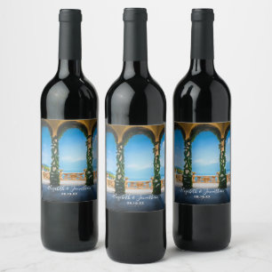 Arches of Italy Hand Lettered Script Wedding Wine Label