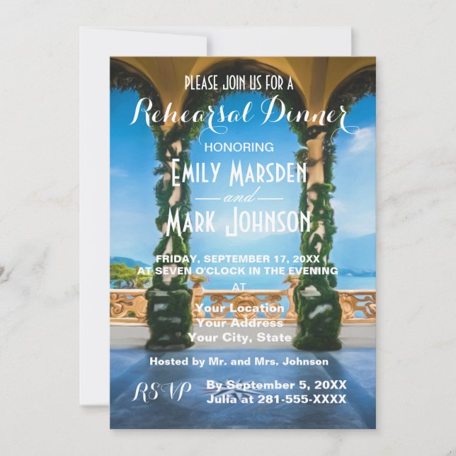 Arches of Italy Rehearsal Dinner Invitation (Front)