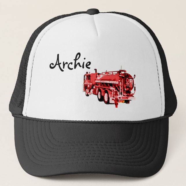 Archie Name With Red Fire Truck,  Trucker Hat (Front)