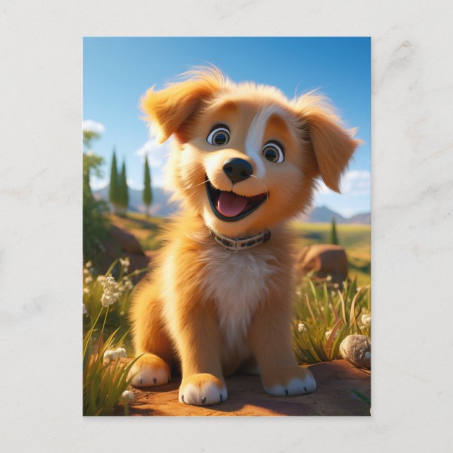 Archie - Yellow Lab Retriever Puppy Holiday Postcard (Front)