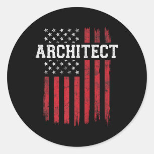 Architect American Flag USA Patriot Patriotic Classic Round Sticker