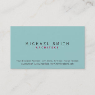 Architect Blue Modern Simple Minimal Business Card