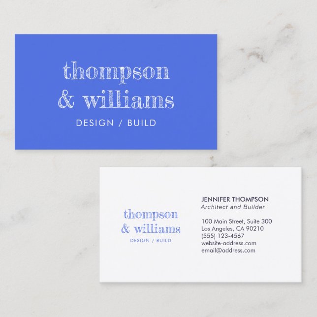 Architect Blue White Professional Business Card (Front/Back)