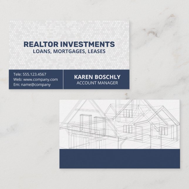 Architect Blueprint | Construction Builders Business Card (Front/Back)