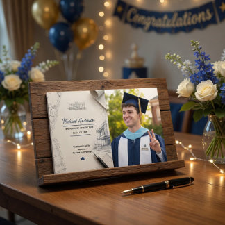 Architect Blueprint Photo Graduation Announcement Guest Book