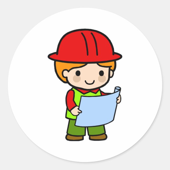 Architect Boy 2 Classic Round Sticker (Front)