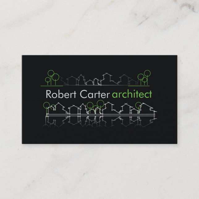 Architect Builder Planner Black Real Estate Agent Business Card (Front)