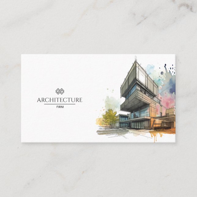 Architect Builder Watercolor Business Branding Card (Front)