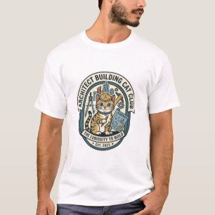 Architect Building Cat Cat Graphic Tee Art - Archi