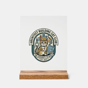 Architect Building Cat Cat Graphic Tee Art - Archi Acrylic Sign
