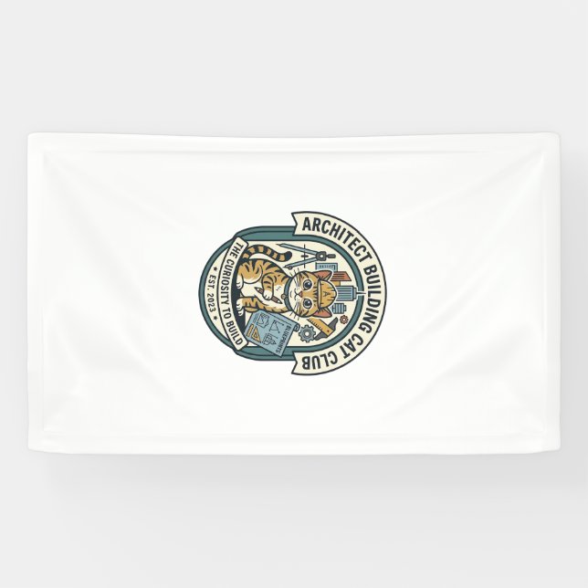 Architect Building Cat Cat Graphic Tee Art - Archi Banner (Horizontal)