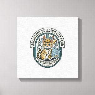 Architect Building Cat Cat Graphic Tee Art - Archi Canvas Print