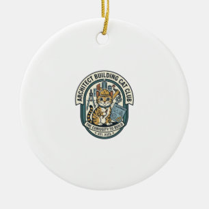 Architect Building Cat Cat Graphic Tee Art - Archi Ceramic Tree Decoration