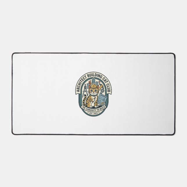 Architect Building Cat Cat Graphic Tee Art - Archi Desk Mat (Front)
