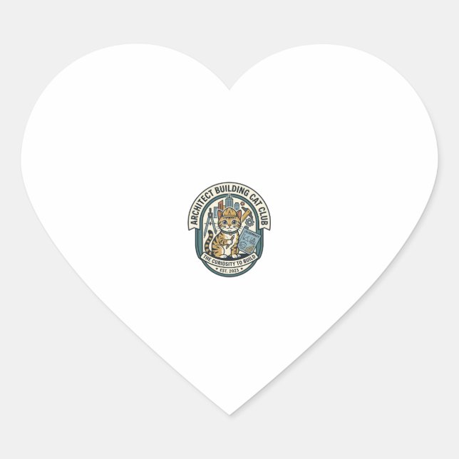 Architect Building Cat Cat Graphic Tee Art - Archi Heart Sticker (Front)