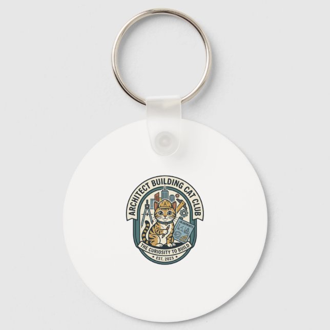 Architect Building Cat Cat Graphic Tee Art - Archi Key Ring (Front)