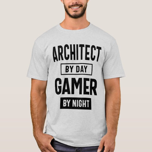 Architect by Day Gamer by Night Profession T-Shirt (Front)