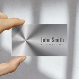 Architect Construction Bold Steel Metal Business Card