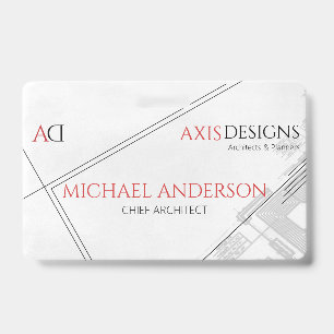 Architect Employee Name Badge with Blueprint  ID Badge