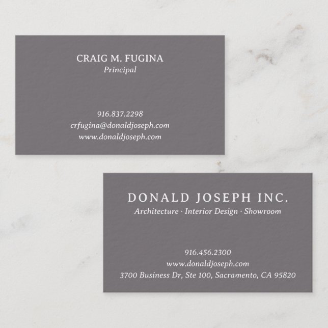 Architect Firm Business Card in Fossil Gray (Front/Back)