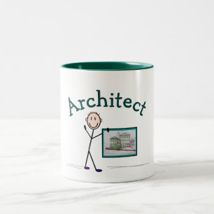 Architect Gifts--Stick Person Design Two-Tone Coffee Mug