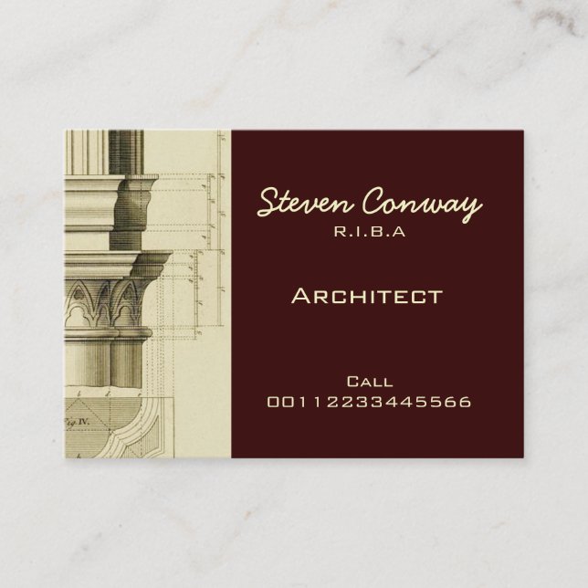 Architect ~ Gothic Architecture Design Business Card (Front)