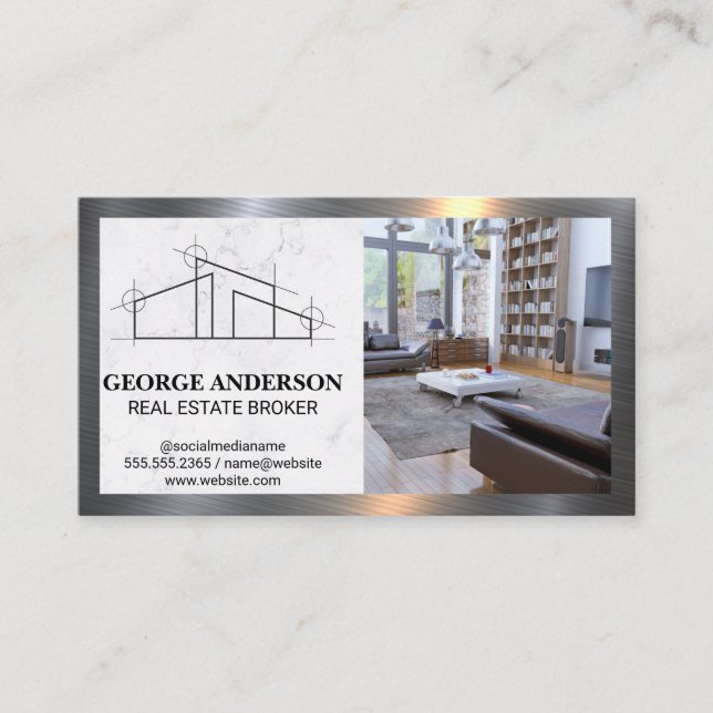 Architect Home Logo | Living Room Business Card (Front)