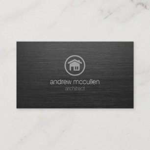 Architect House Icon Dark Brushed Metal Business Card