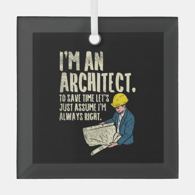 Architect - I'm An Architect Glass Tree Decoration (Front)