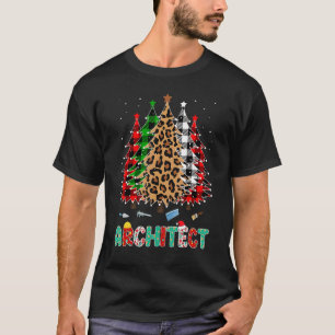 Architect Leopard Red White Green Plaid Christmas  T-Shirt