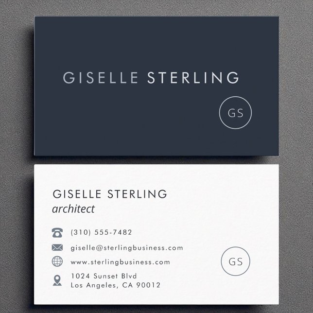 Architect Luxury Navy Blue Modern Elegant Business Card (Creator Uploaded)