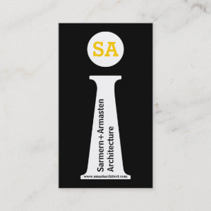 Architect modern black, white, yellow monogram business card