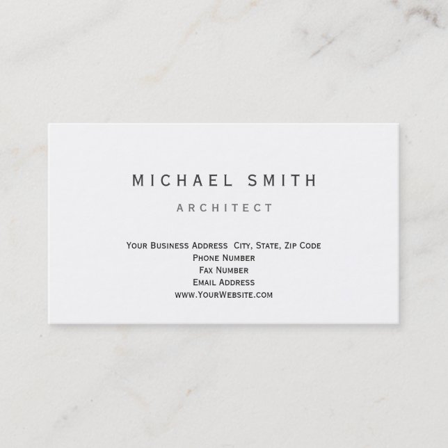 Architect Modern Simple Minimal Business Card (Front)