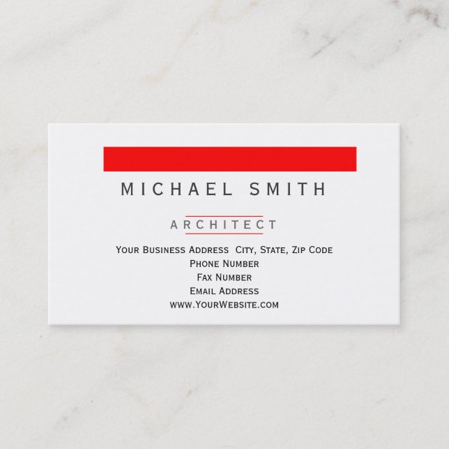 Architect Modern Simple Minimal Business Card (Front)