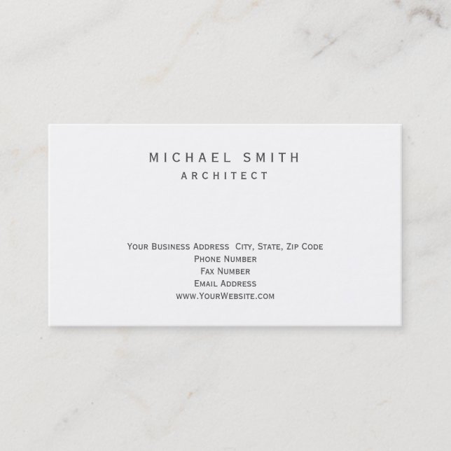 Architect Modern Simple Minimal Business Card (Front)