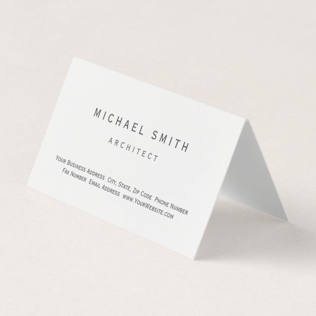 Architect Modern Simple Minimal Business Card (Front)