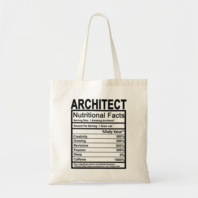Architect Nutritional Facts Tote Bag (Front)