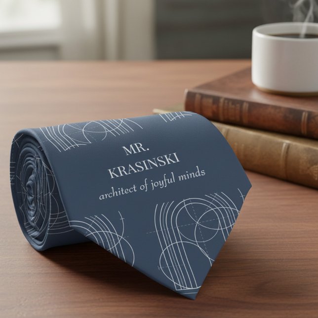 Architect of Joyful Minds Personalised Teacher Tie (Personalized tie, teacher appreciation gift by Darling & May)
