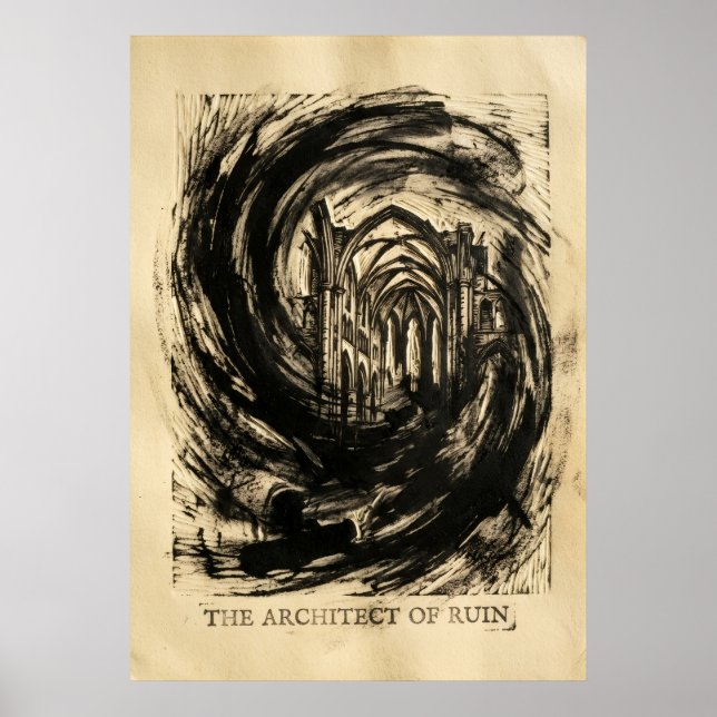 Architect of Ruin Black Spiral Spirit Drawing Poster (Front)