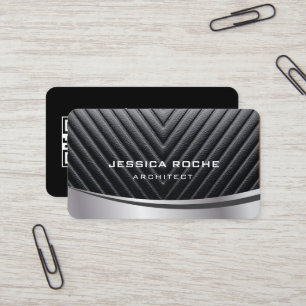 Architect Professional Black Silver Metal QR Code Business Card