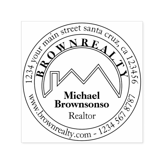 Architect Roof Circle Logo Real estate agent Self-inking Stamp (Design)